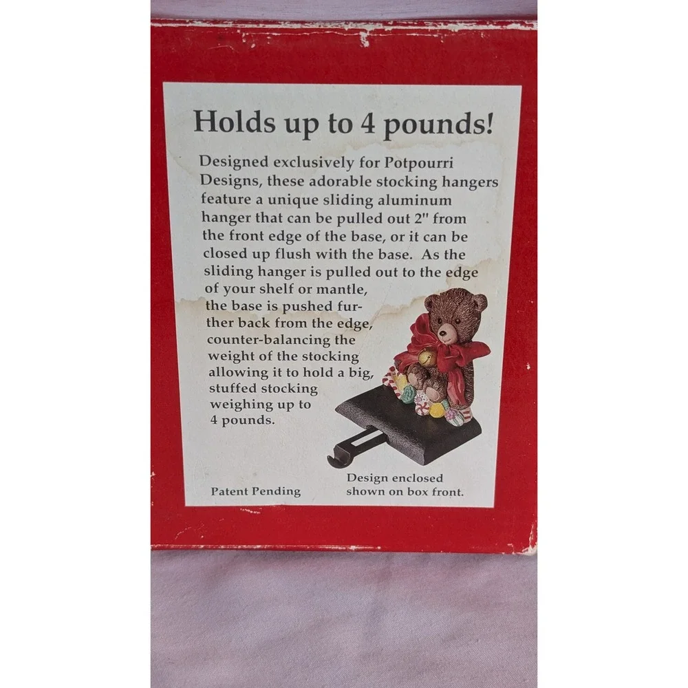 Potpourri Designs 1995 Snowman Fam. Handpainted Stocking Hanger Adjustable Hook
